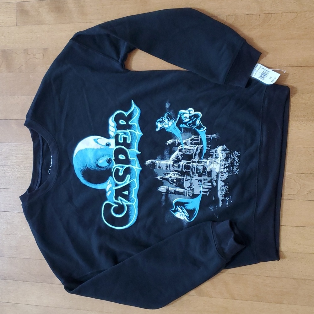 Womens Hybrid Casper Ghost Haunted House Sweatshirt Size XS Small Halloween NWT